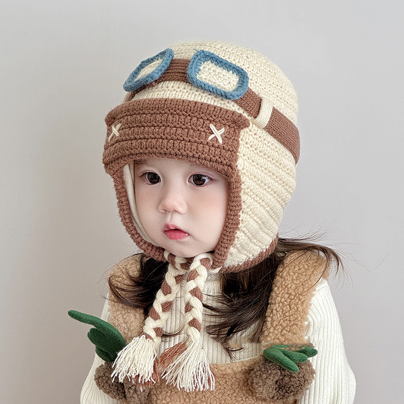 儿童护耳帽子冬季加厚保暖男孩子防风针织帽韩版时尚女宝宝毛线帽