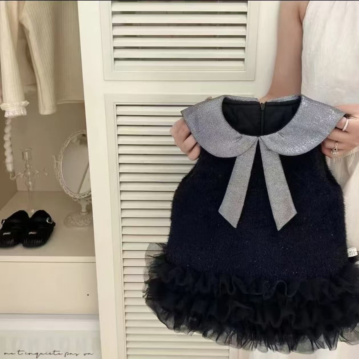 女童冬季连衣裙2025新款洋气宝宝小香风毛呢背心裙儿童公主礼服裙