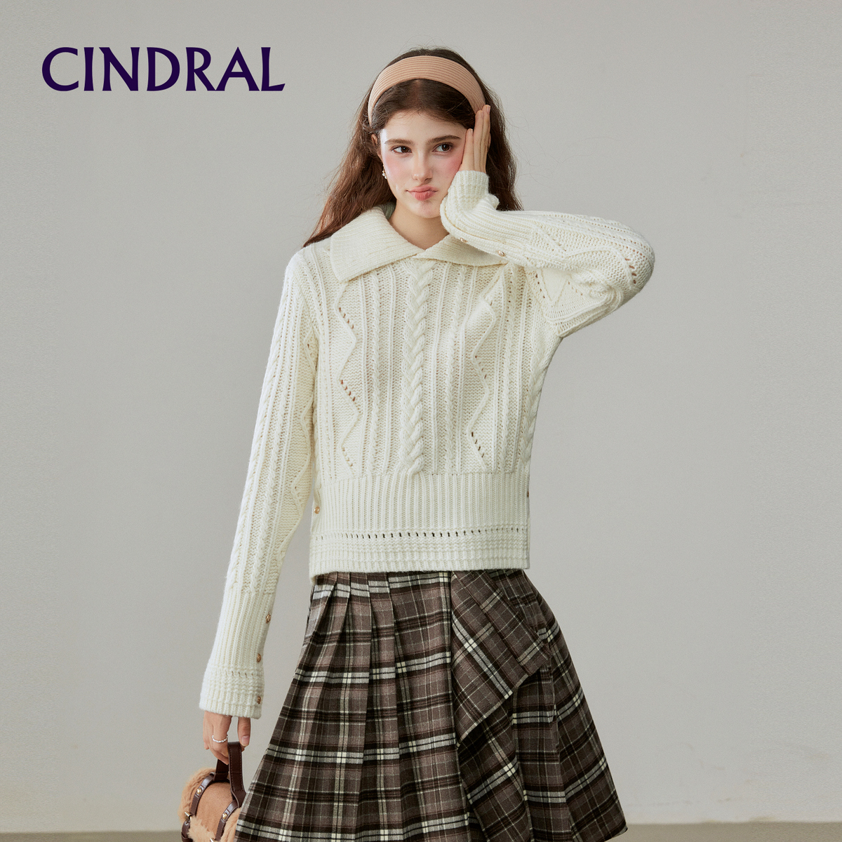 【熙地】休闲风保暖厚款长袖宽松秋季针织开衫女士毛衣 C85DK0625M