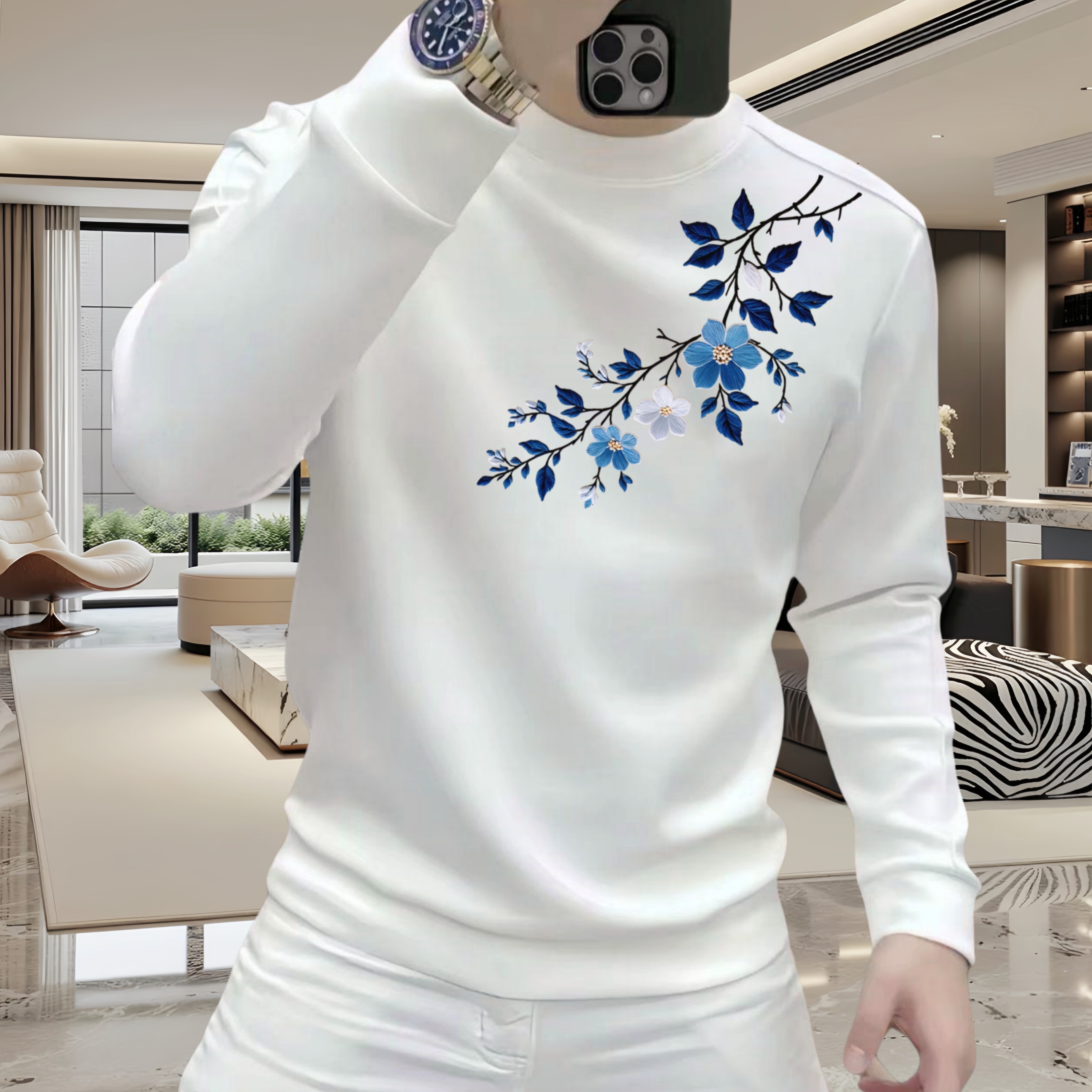 新款男士圆领加绒卫衣秋冬季潮流休闲百搭长袖时尚青年内搭上衣男