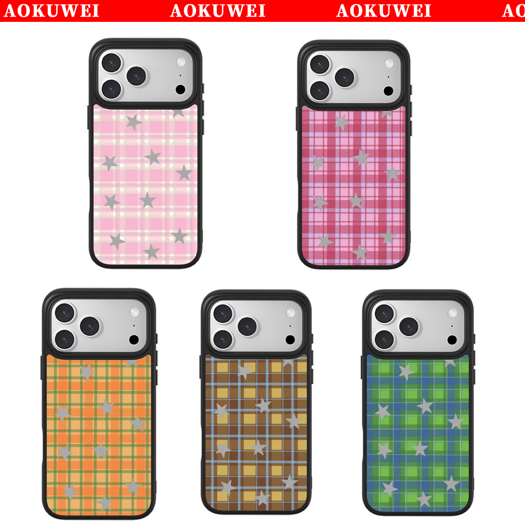 秋冬复古格纹星星系列适用于苹果17promax磁吸防摔手机壳16/15/14