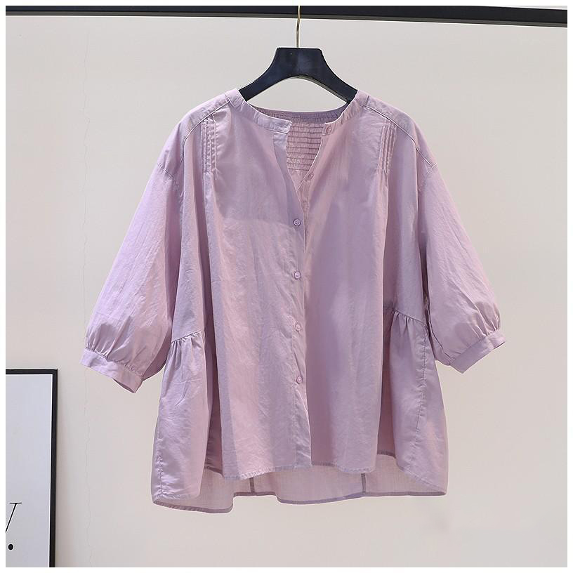 E013洋气上衣大码女装显瘦遮肚子高级感减龄衬衫小衫2025夏季新款