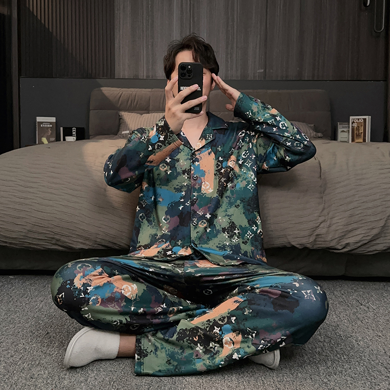 德绒男士睡衣2025新款秋冬季锁温保暖羊绒蚕丝轻奢家居服加绒套装