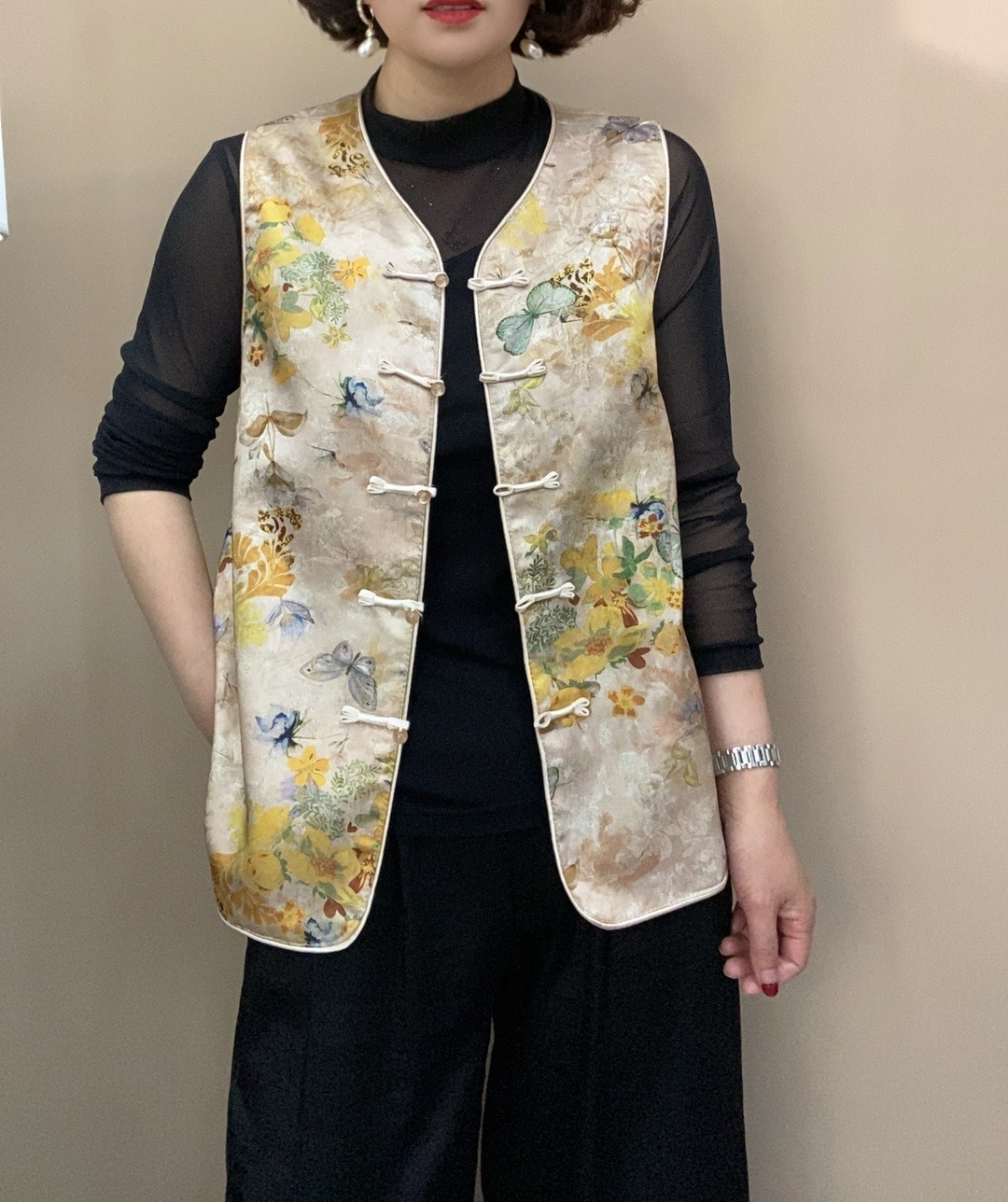 夏季中国风印花刺绣女马夹常规四季通用透气提花百搭复古002