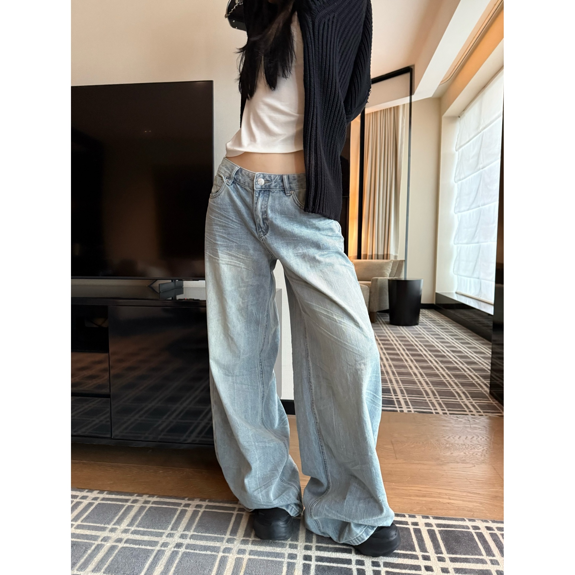 70不是七十【模范牛仔】初秋美式设计感阔腿休闲牛仔裤