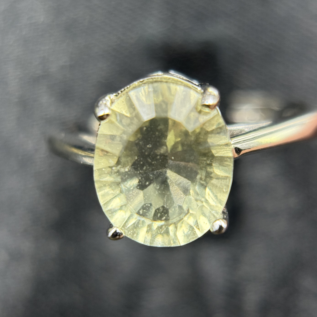 非金属玻璃戒指 天然利比亚玻璃陨椭圆形切面裸石手工镶嵌戒指