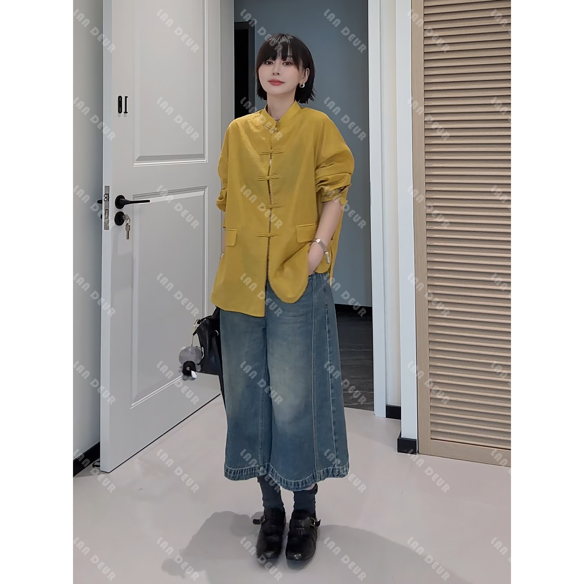 【国风绅调】莱赛尔苎麻国风气质黄色小众宽松衬衫薄款外套女上衣