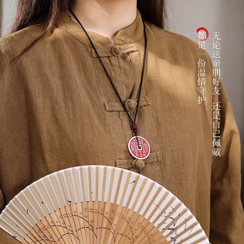 足银银制品 足银999山鬼花钱男士女款吊坠挂件钥匙扣复古青风阁D