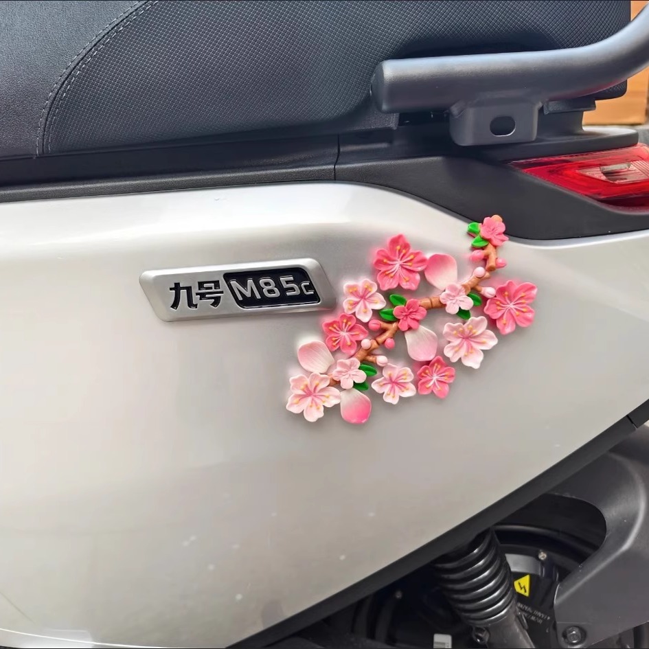 适用于九号M95c/85c/80C电动车真桃花装饰3D立体划痕遮挡小配件