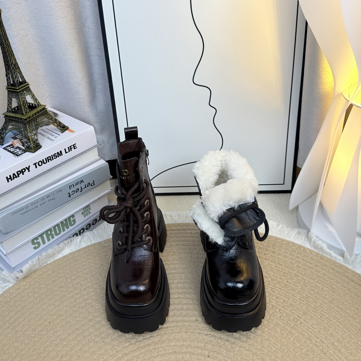 小个子增高12厘米厚底秋冬英伦风马丁靴冬季加绒爆款显瘦百搭短靴