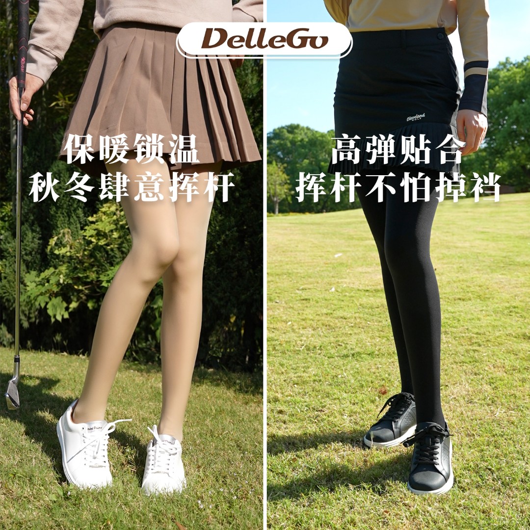 DELLEGO韩国高尔夫光腿袜秋冬裸感薄绒保暖打底裤无痕踩脚流光风
