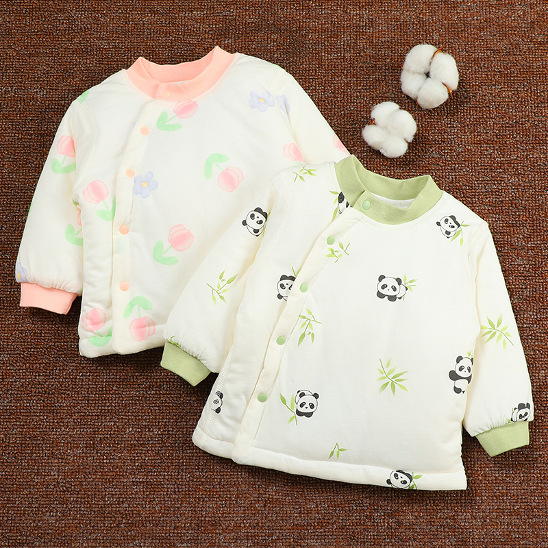 婴儿秋冬保暖衣服夹棉长袖加厚过冬棉服男女宝宝a类表里纯棉冬装
