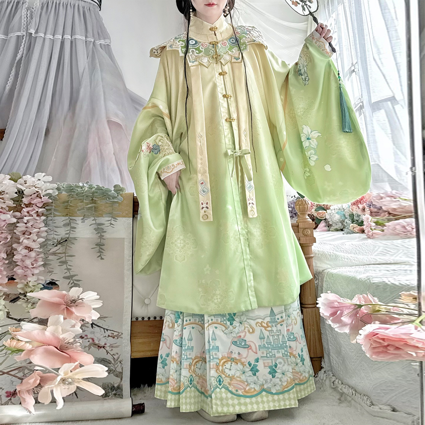 沐颜卿原创汉服女【云兔】明制日常立领衫云肩重工刺绣马面秋冬新款