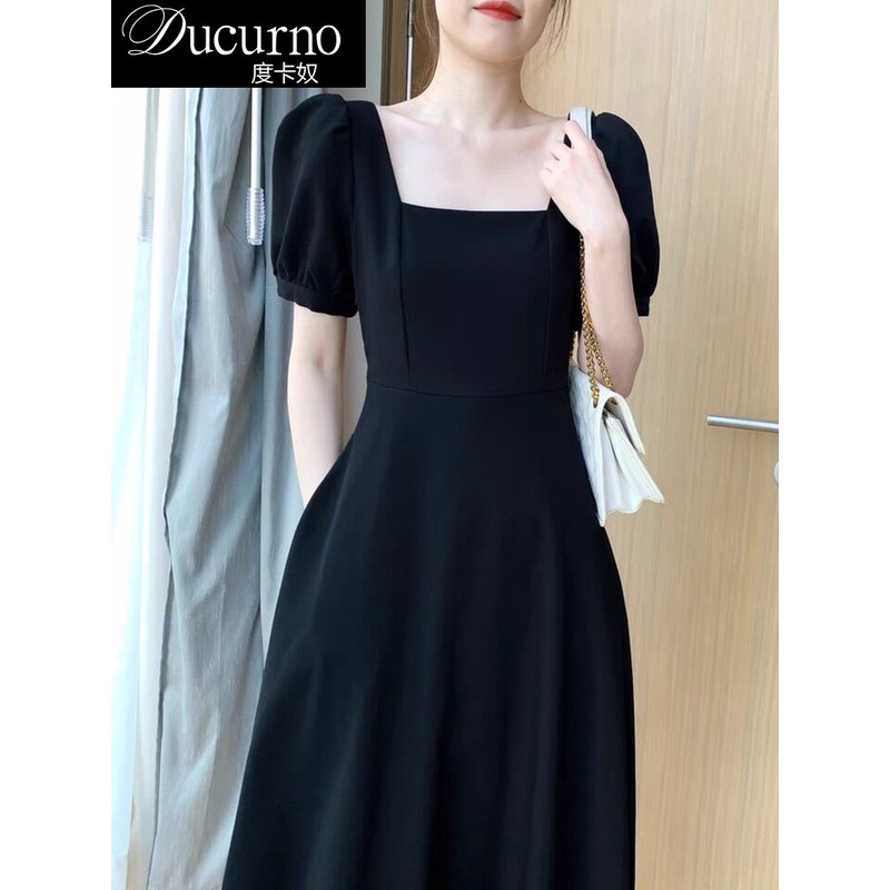 气质女人味连衣裙夏季新款黑色赫本风名媛法式裙子纯欲慵懒风女装