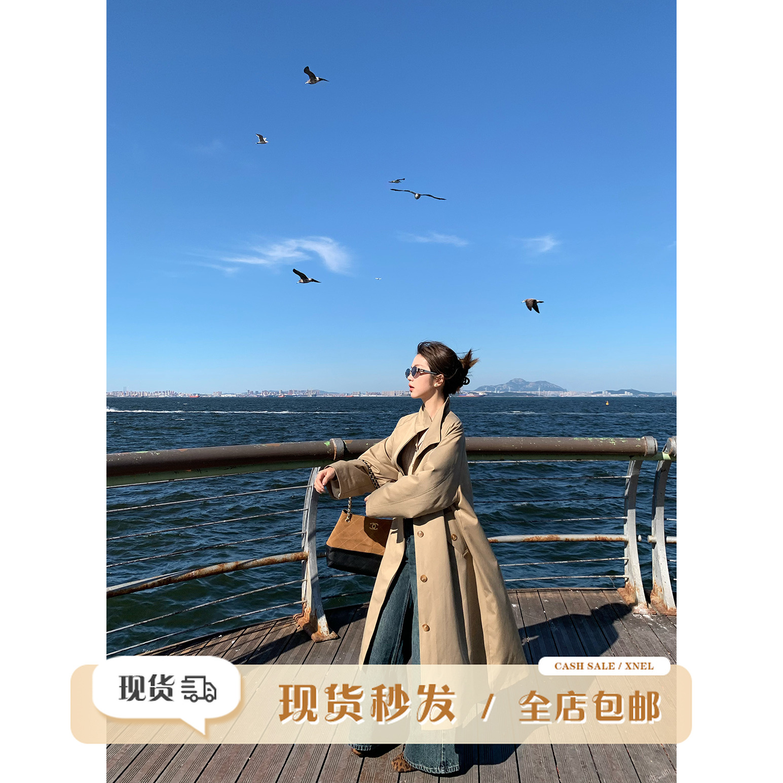 陳文文xenl【旧城画报】秋季气质百搭英伦风宽松显瘦风衣外套0102