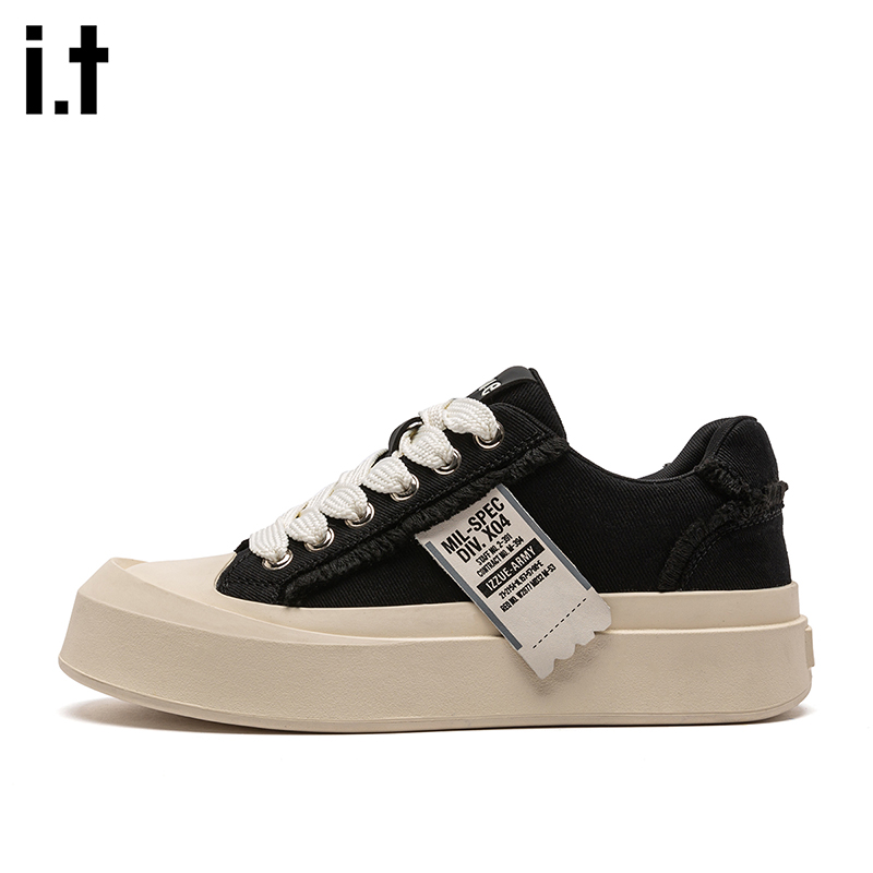 【it izzue】小白鞋男潮流痞帅百搭厚底板鞋透气帆布鞋男运动休闲鞋