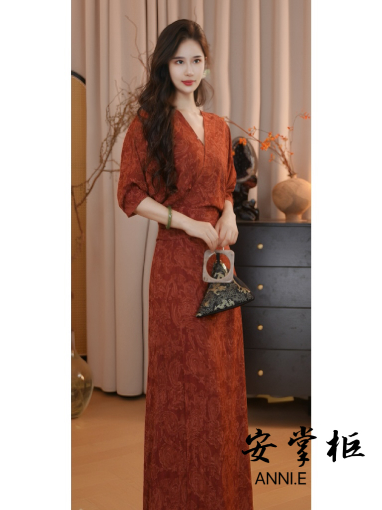 安掌柜【虞美人】新中式女高端精致连衣裙ASD6605