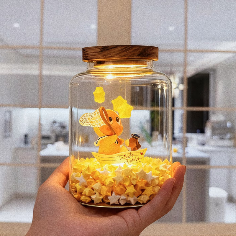 星星人感应灯小夜灯相思木罐头遥控氛围感夜灯治愈系萌粒diy材料