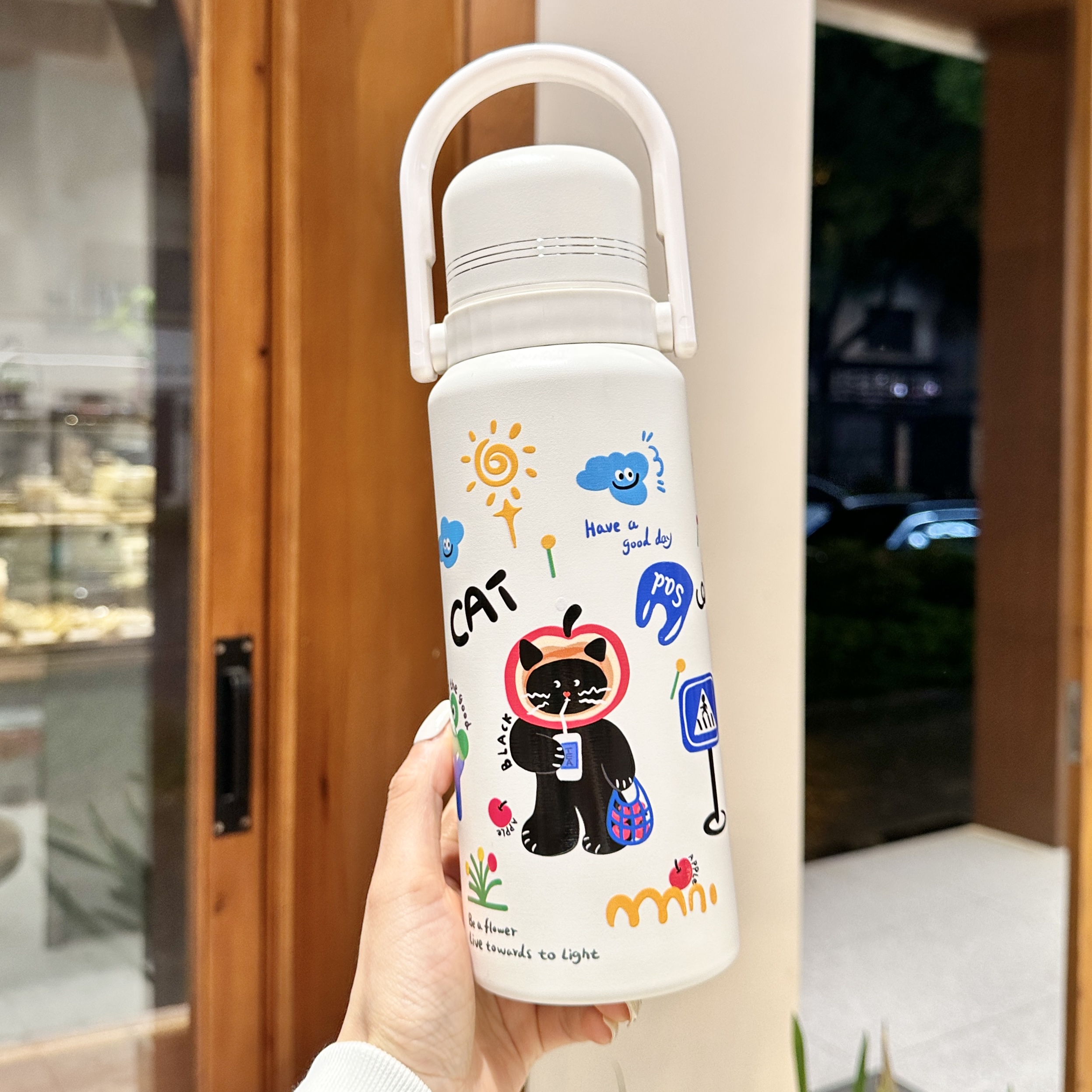 高颜值双饮水杯吸管保温杯大容量学生上学专用水杯便携保冷杯子女