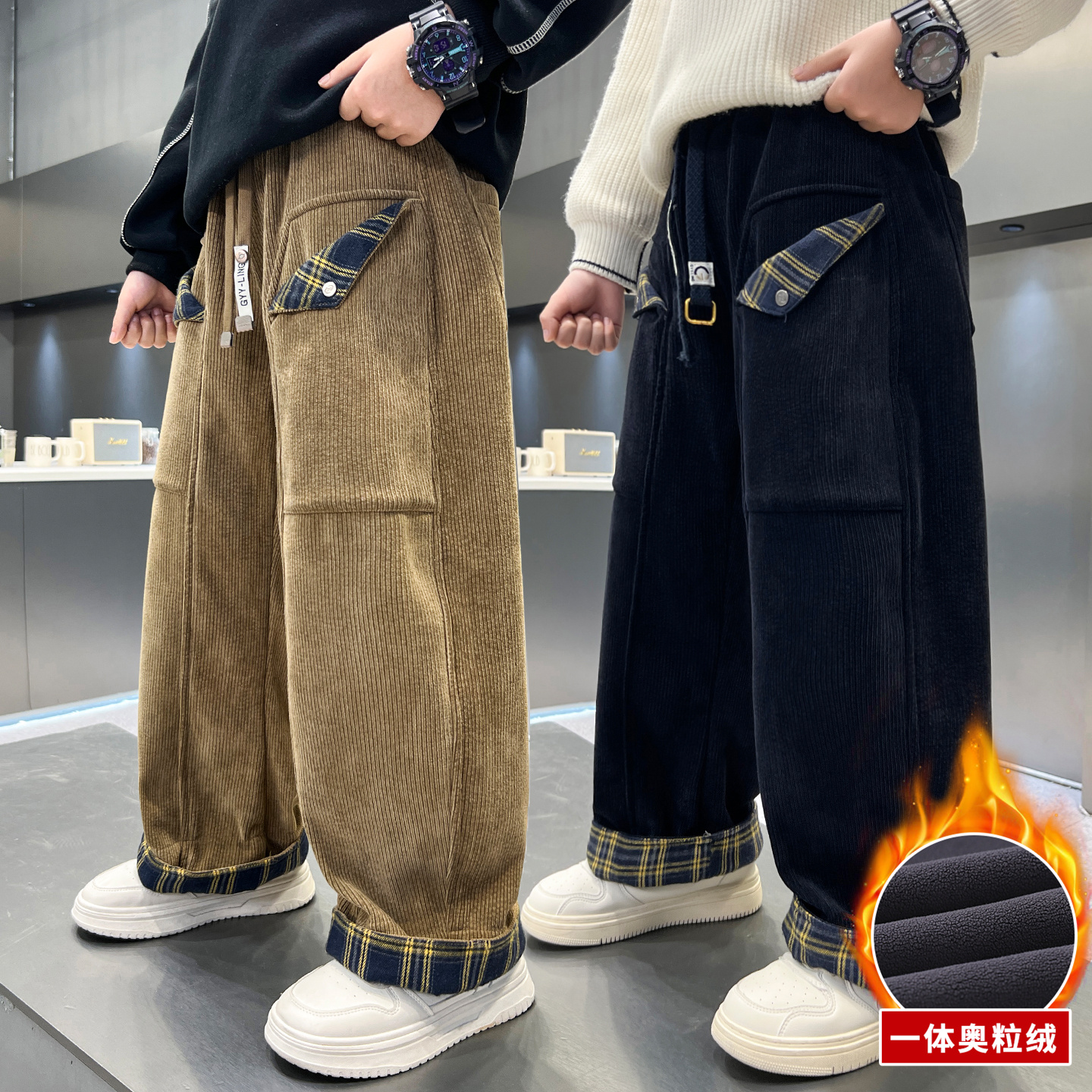 儿童装男童裤子秋冬款2025新款冬季男孩卫裤冬装休闲裤加绒中大童
