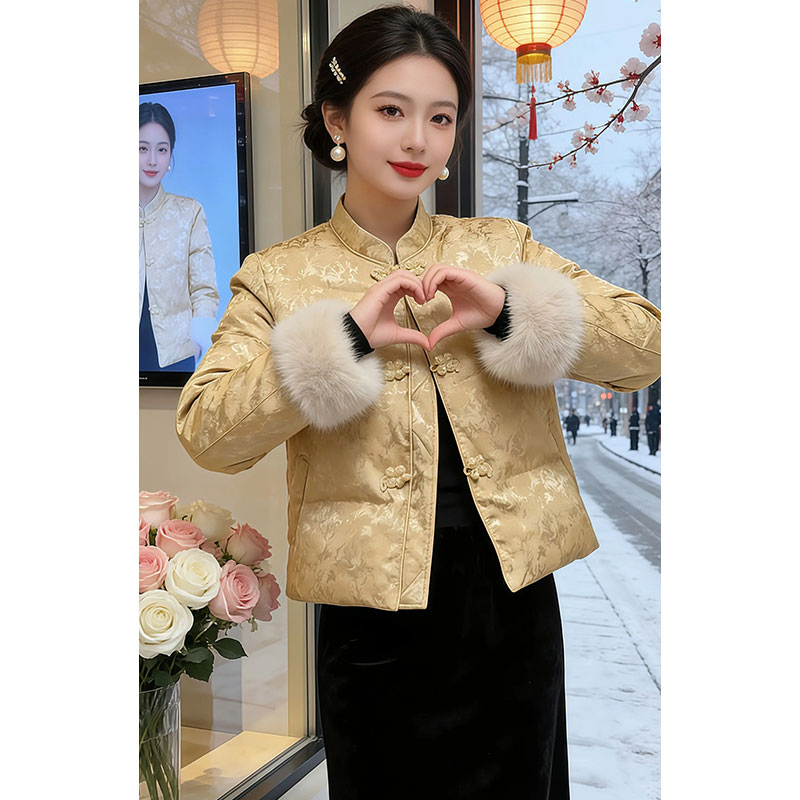 【鎏金岁月】国风千金风棉服女2025冬季新款时尚显瘦复古棉衣