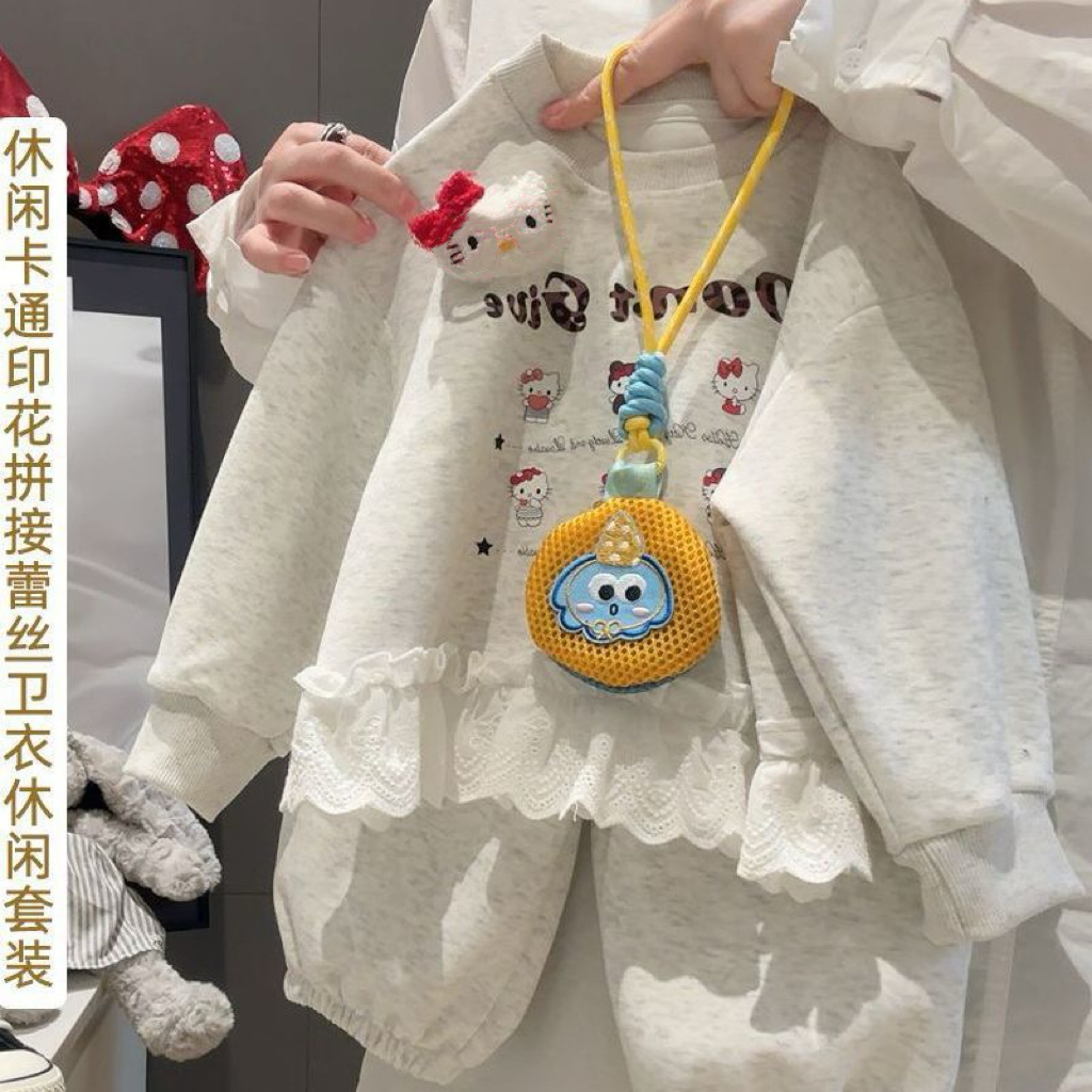 2025秋季新款儿童卫衣套装男女童卫衣卫裤两件套可爱花边套装