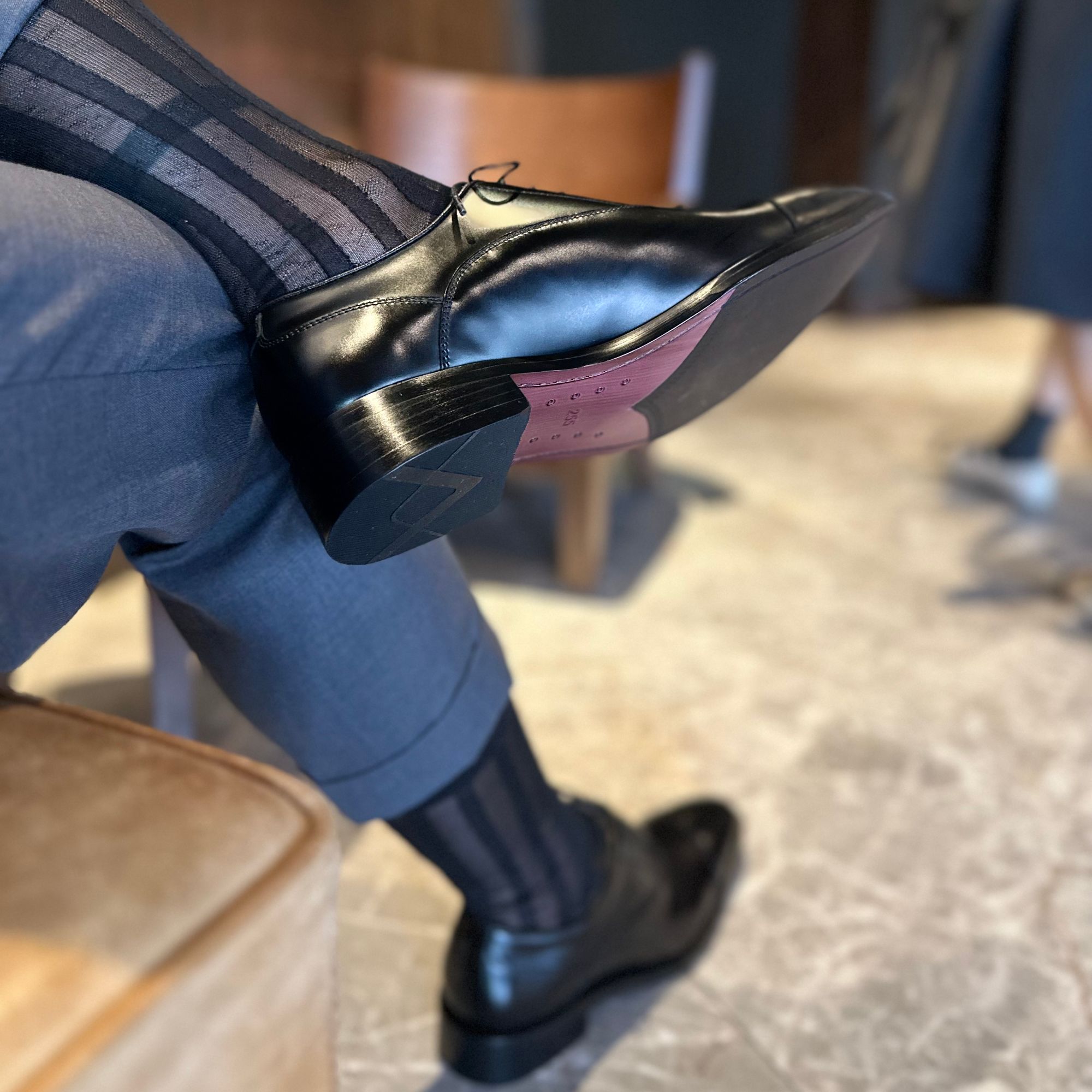 25AR复古低帮简约风方跟牛津鞋春季黑色系带干净感痞帅皮鞋男