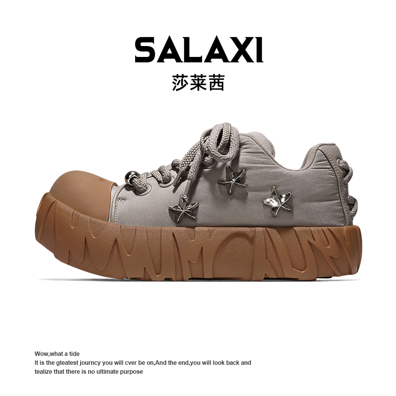 SALAXI/莎莱茜 2025冬季新品大头板鞋潮流休闲鞋男女款增高德比鞋