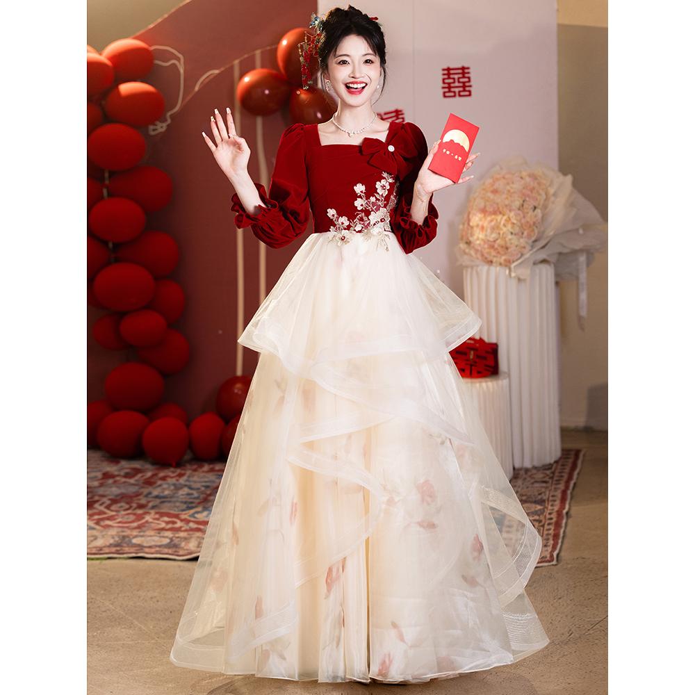 大码敬酒服2025新款新娘婚礼订婚结婚胖mm200斤高级感回门便装女