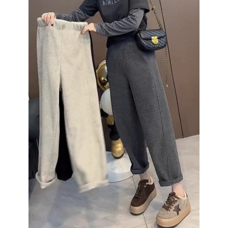 大码女装休闲裤子女2025年秋季新款高腰显瘦百搭直筒哈伦裤