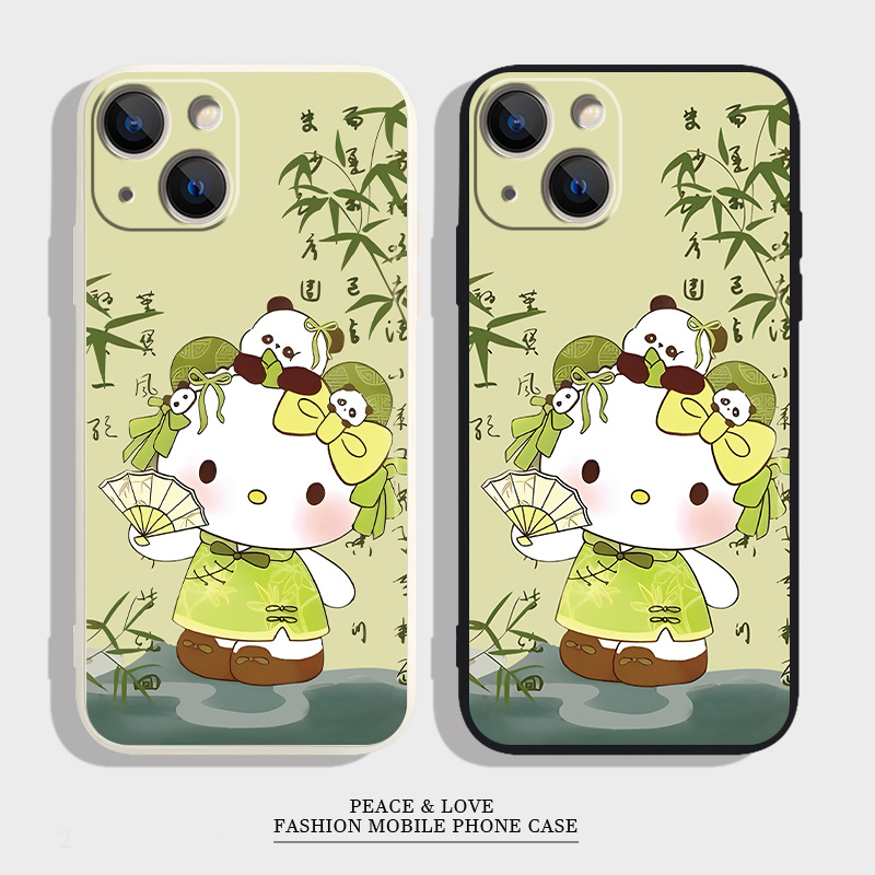 13适用17ProMax新中式竹子kt猫iPhone14软15手机壳苹果16少女心a5