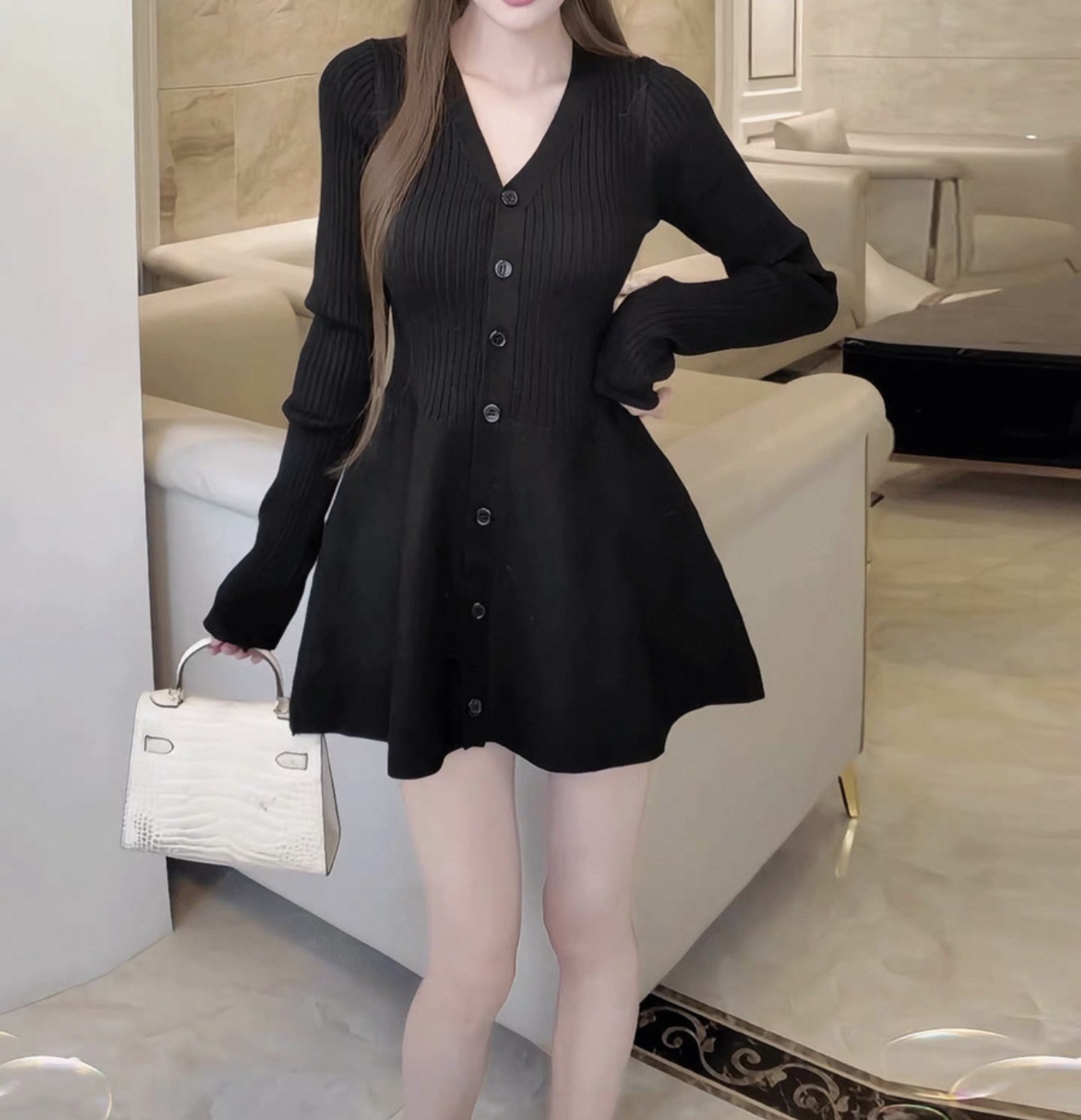 【婷婷】2025秋冬新款时尚减龄百搭打底显瘦加厚连衣裙