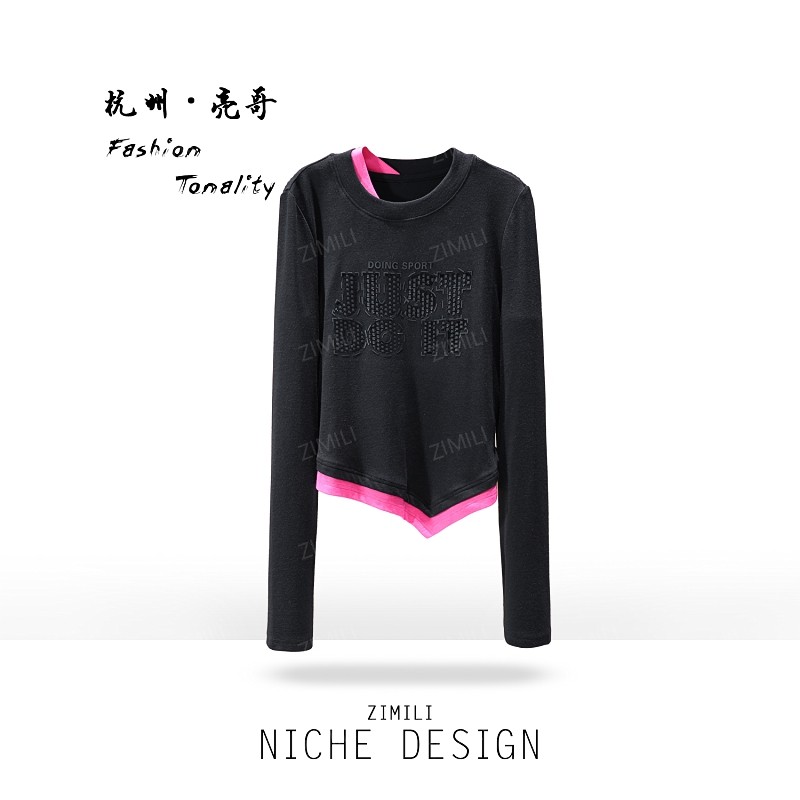 【亮哥欧货女装】冬季加厚羊毛《字母胶印》高弹显瘦打底上衣26072-B9