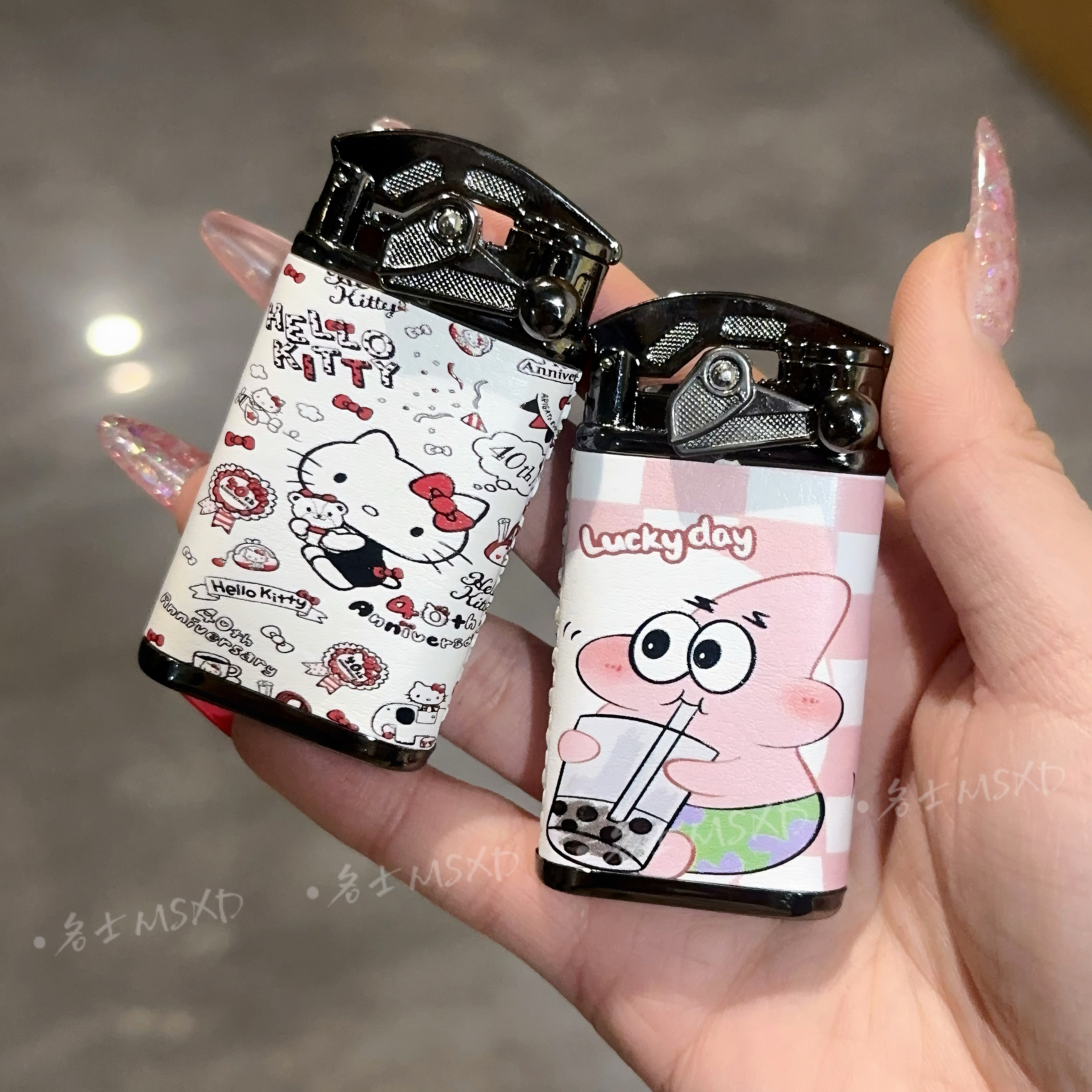 凯蒂猫卡通打火机充气防风直冲个性女生贴皮砂轮点火送男友礼物潮