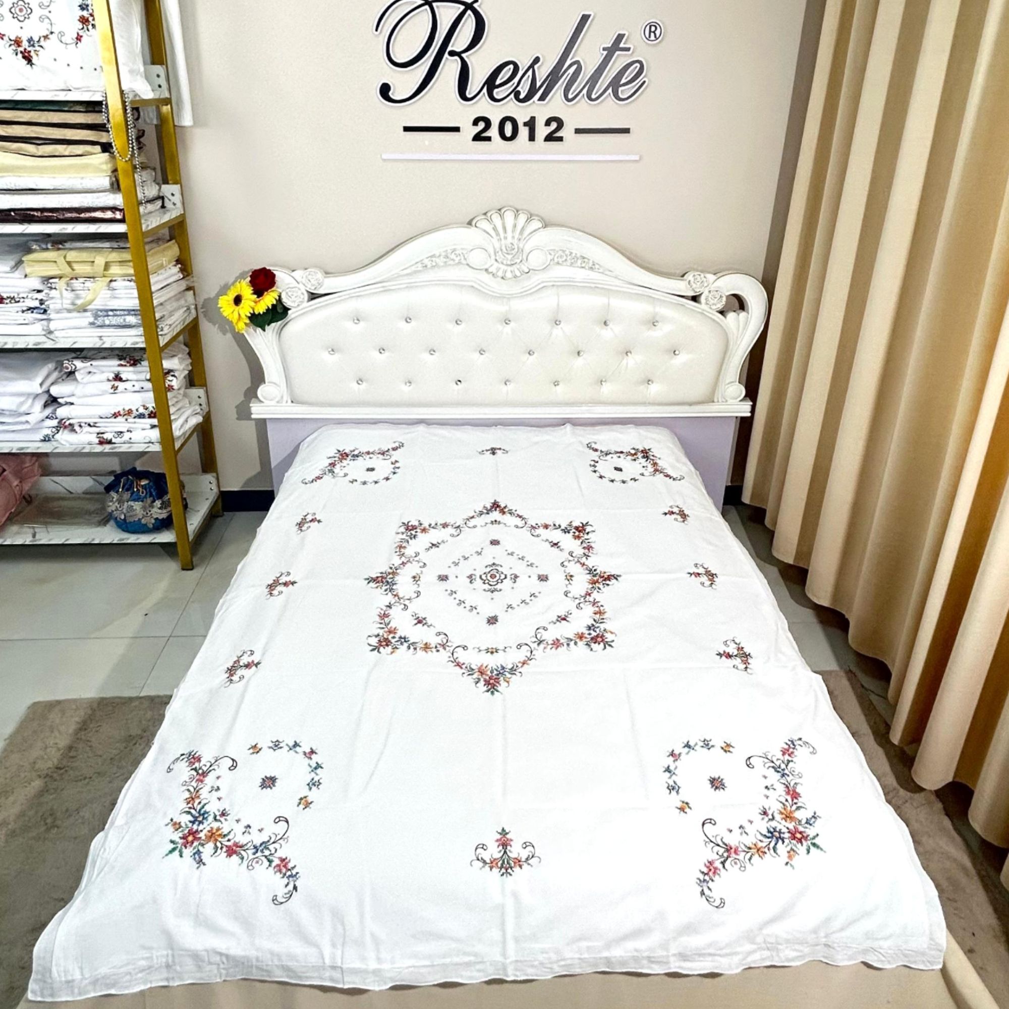 960D-棉布刺绣被罩单人被套被子-红-YOTKAN