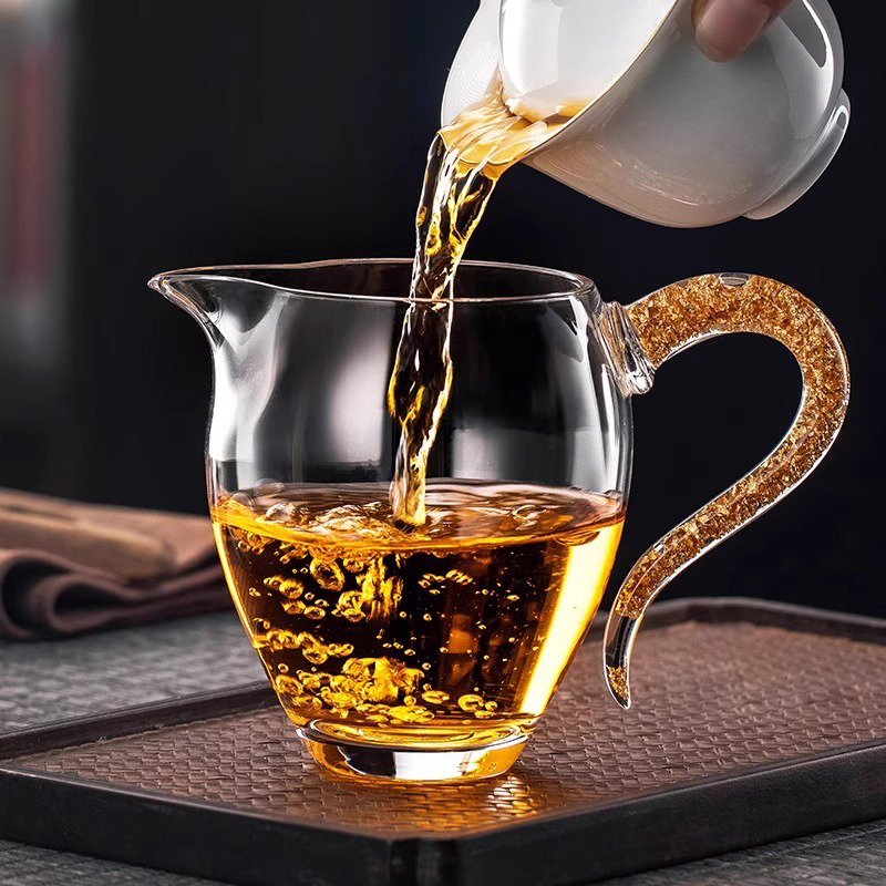 无铅玻璃高硼硅金箔鹰嘴公道杯280ml加厚茶海高端茶具家用分茶器