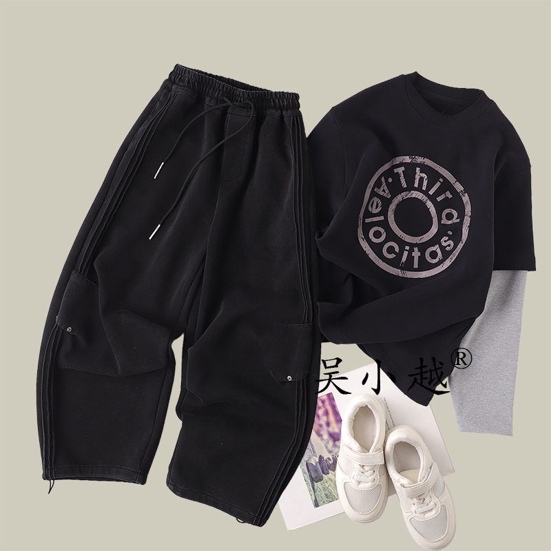 吴小越W1583童装男童裤子秋冬款儿童长裤男孩卫裤休闲运动裤