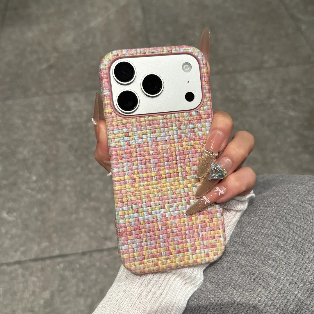 半包散热编织纹适用苹果17promax手机壳iPhone16个性15新款14时尚