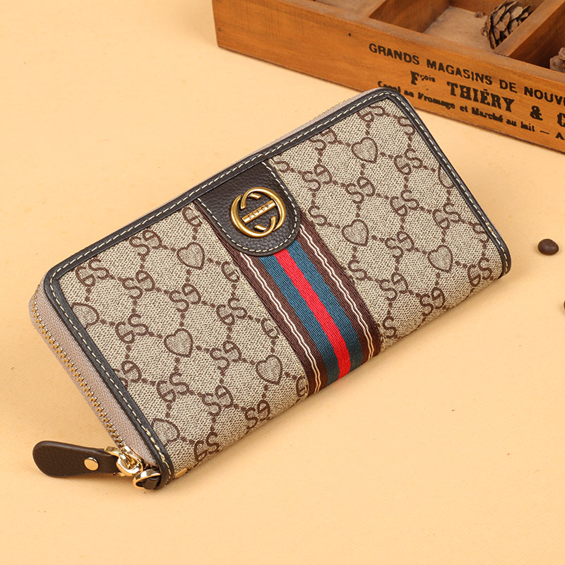 2025新款女士印花拉链长款学院风简约钱包ins网红复古潮流手拿包