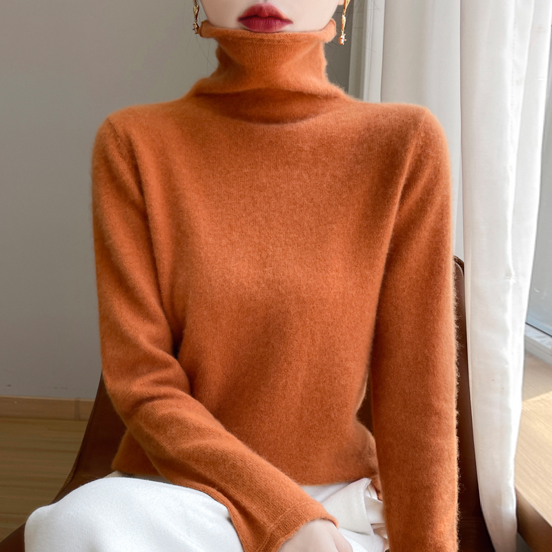 软糯堆堆领100羊毛衫修身宽松气质保暖内搭秋冬针织衫女上衣毛衣