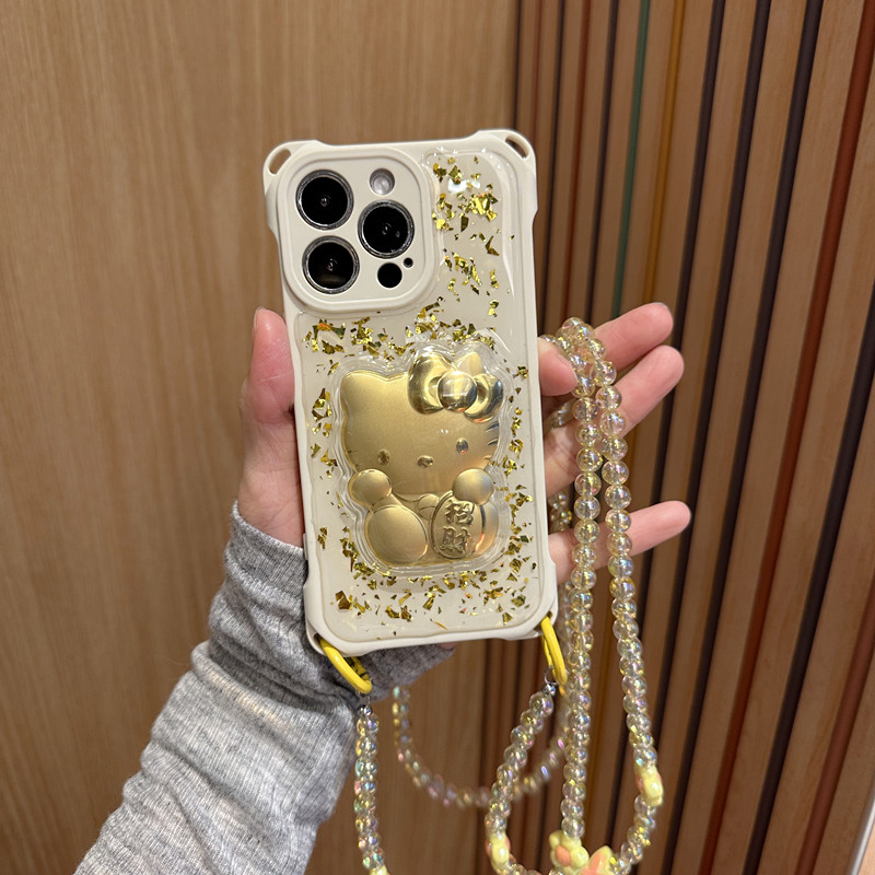 KT猫可爱ins背带斜跨手机壳长链适用苹果17华为oppo小米vivo全包