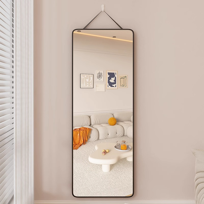 全身镜子贴墙自粘挂墙穿衣镜家用壁挂式试衣镜女生卧室高级挂绳镜