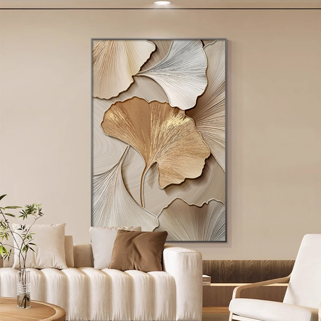 致韬银杏叶客厅装饰画现代简约沙发背景墙挂画高级感玄关壁画