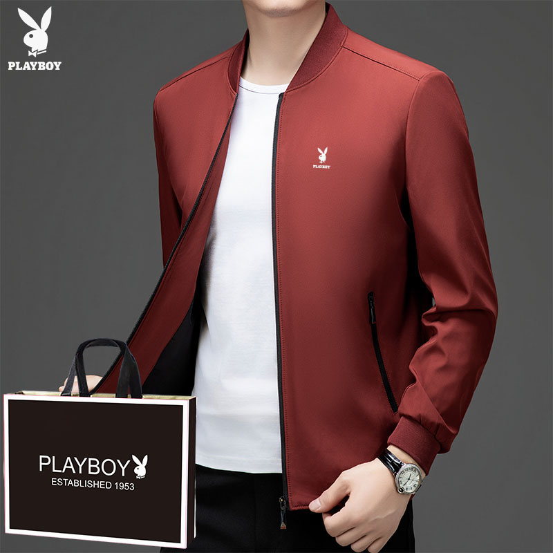 花花公子男士春秋季新款商务休闲薄款夹克时尚潮流百搭棒球领外套