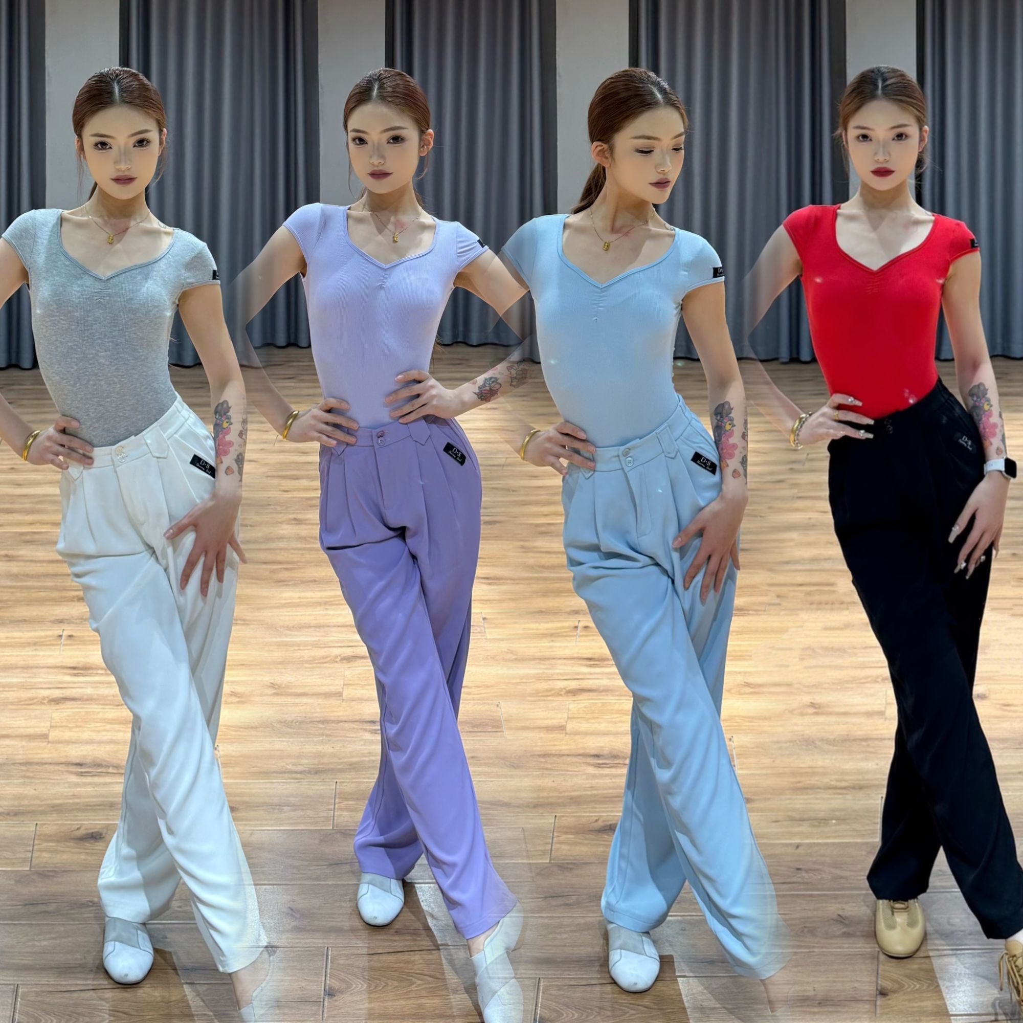 D·S新款国标拉丁舞裤西裤垂感显瘦百搭四色直筒专业教课练舞成人