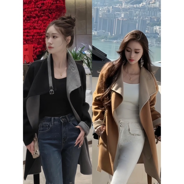 【思兰秋冬】气质百搭时尚高级中长款轻奢羊毛外套