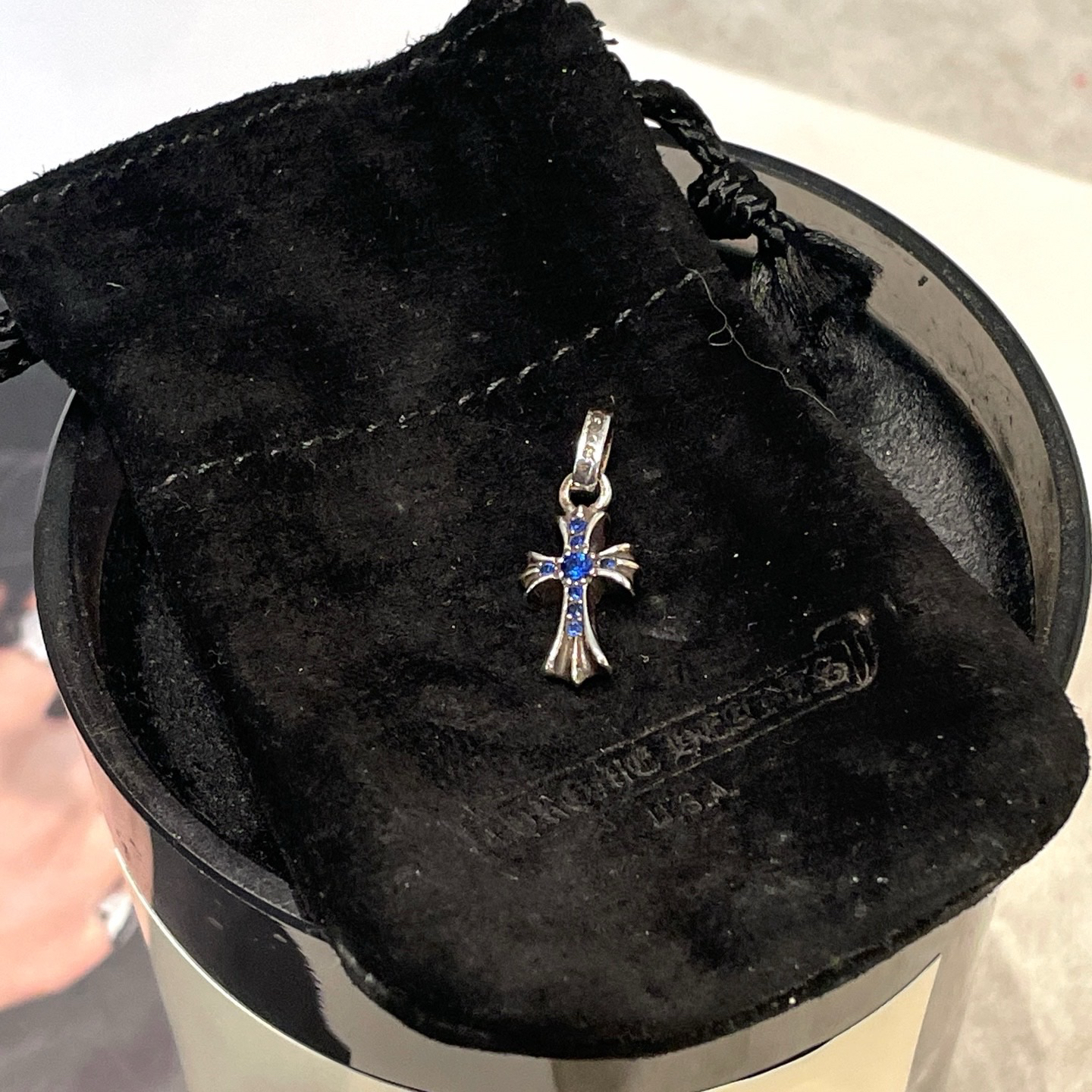 99新 Chrome Hearts/克罗心 baby fat系列蓝钻吊坠