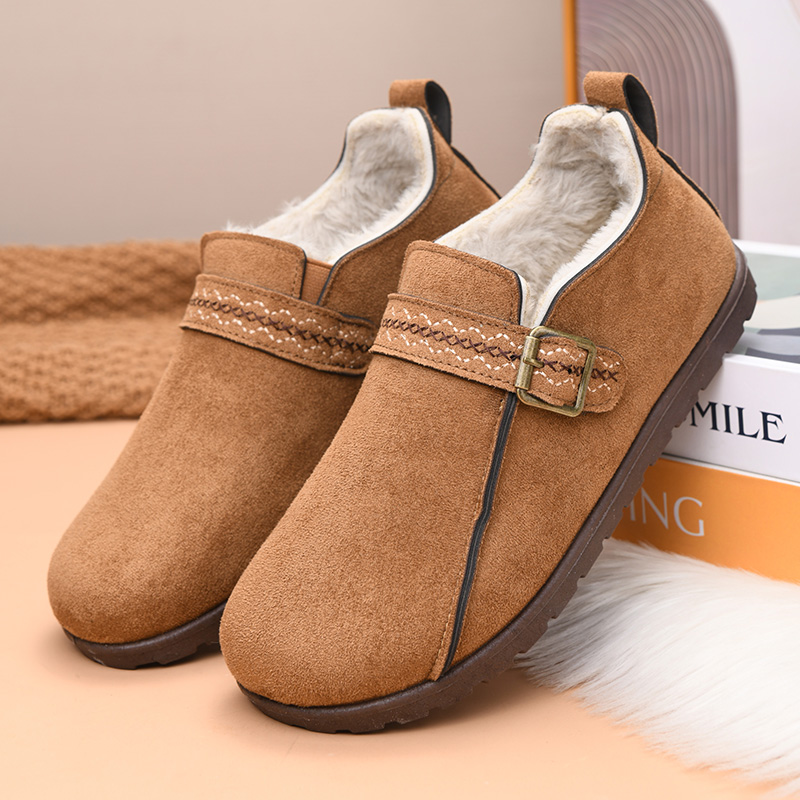 爆款勃肯鞋女冬季新款老北京棉鞋加绒加厚一脚蹬软底防滑休闲棉鞋