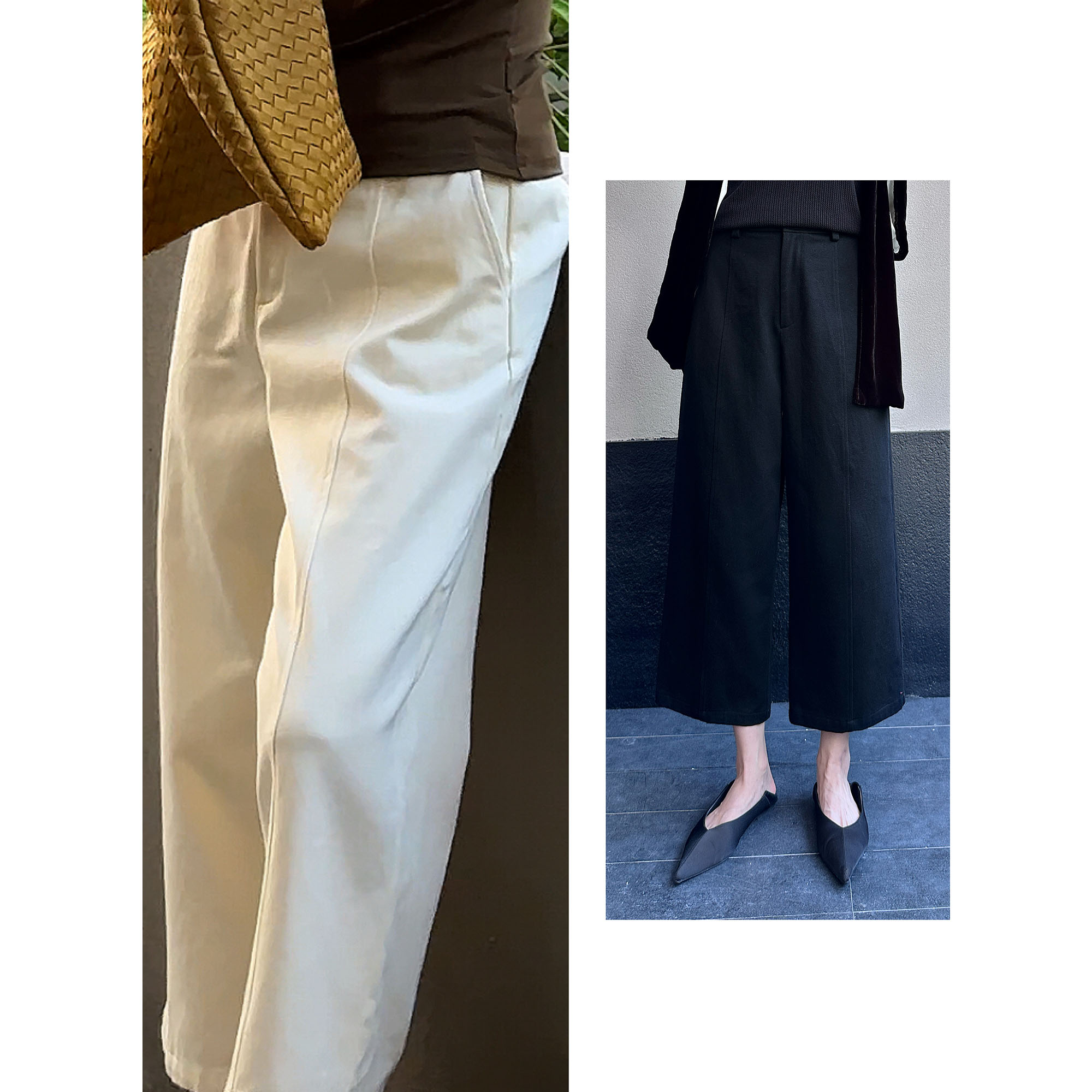 紫紫   反定义时髦裤   1oo棉几何切割阔腿九分西裤 ZD07KZHJ068