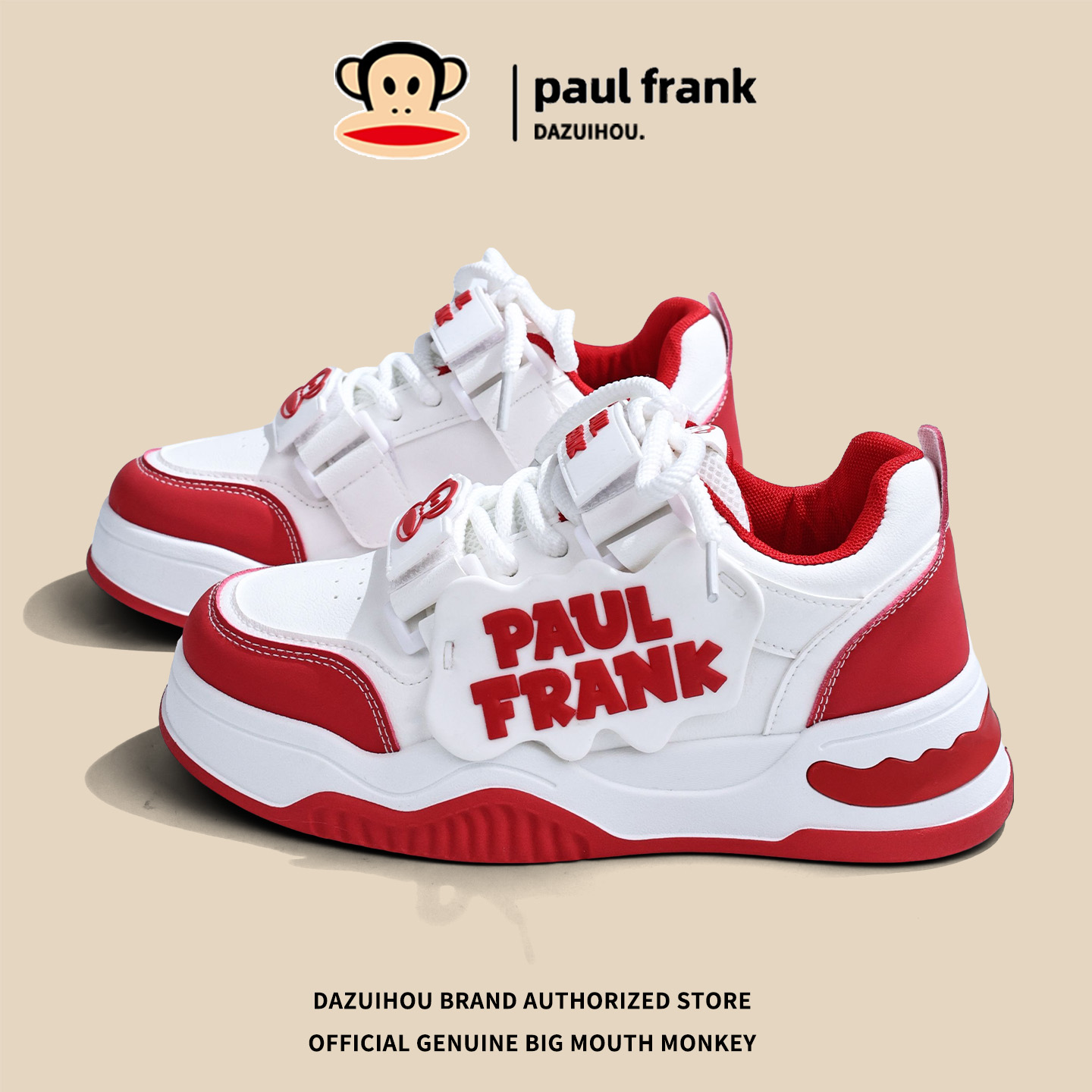 大嘴猴百搭炸街款女鞋原创红色潮流增高时尚休闲板鞋子学生面包鞋